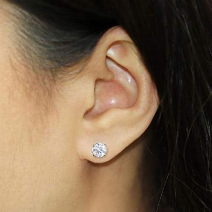 Hallmarked 1 Stone Earpin 14ct (Big size-1 pair)