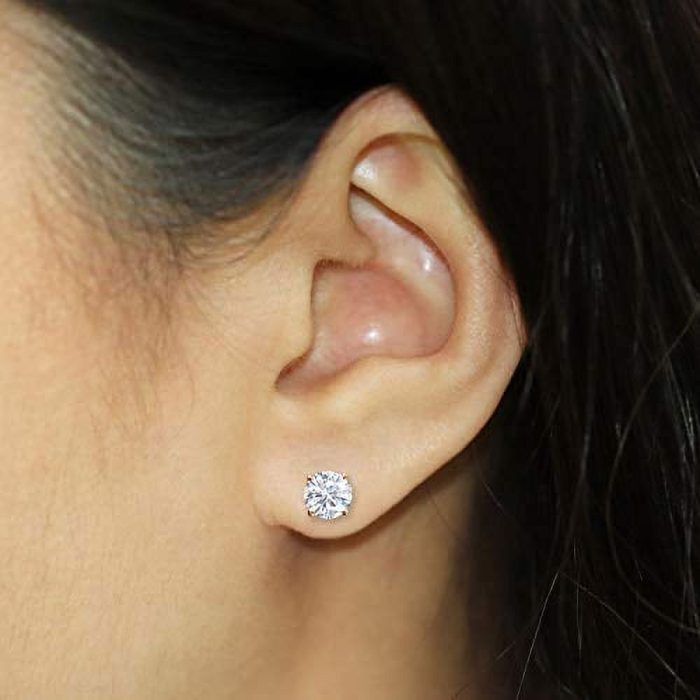 Hallmarked 1 Stone Earpin 14ct (Big size-1 pair)