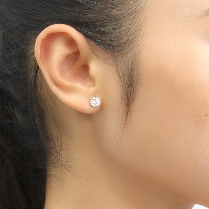 Hallmarked 1 Stone Earpin 12ct (Big size-1 pair)