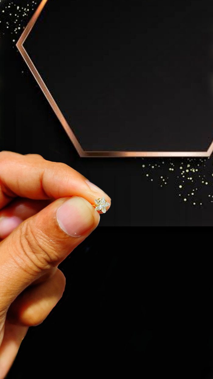 Star Shape 1 Stone Nosepin (Medium Size)